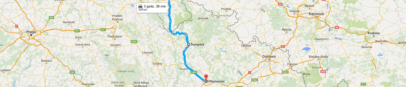 Trasa do Ołomuńca przez Šumperk