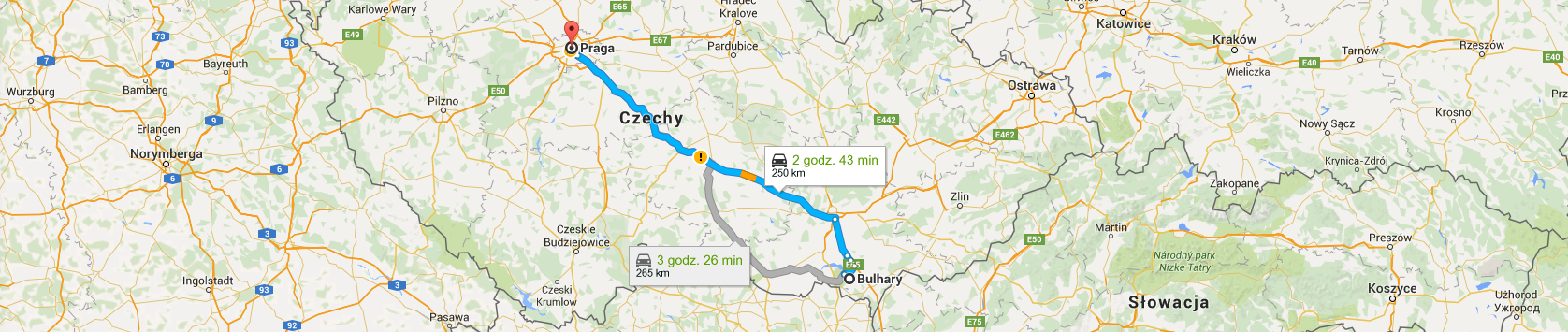 Trasa z Bulhar do Pragi