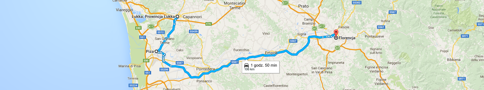 Trasa z Lukki do Florencji