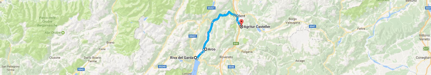 Trasa z Riva del Garda do Trydentu