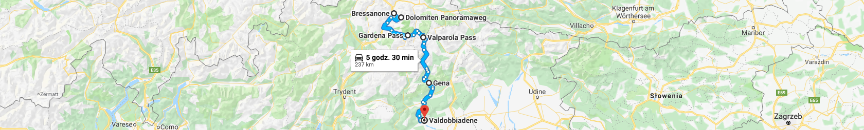 Trasa z Bressanone przez Plose, przełęcze Gardenia i Valparola do Valdobbiadene