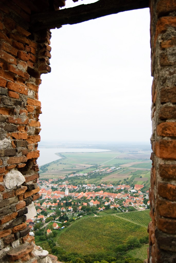 Panorama rezerwatu Pálava z zamku Děvičky