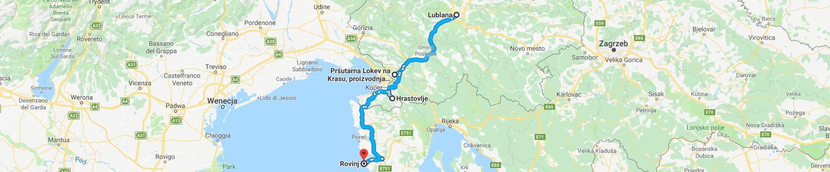 Trasa: Lublana, Lokev, Hrastovlje do Rovinj (Chorwacja)