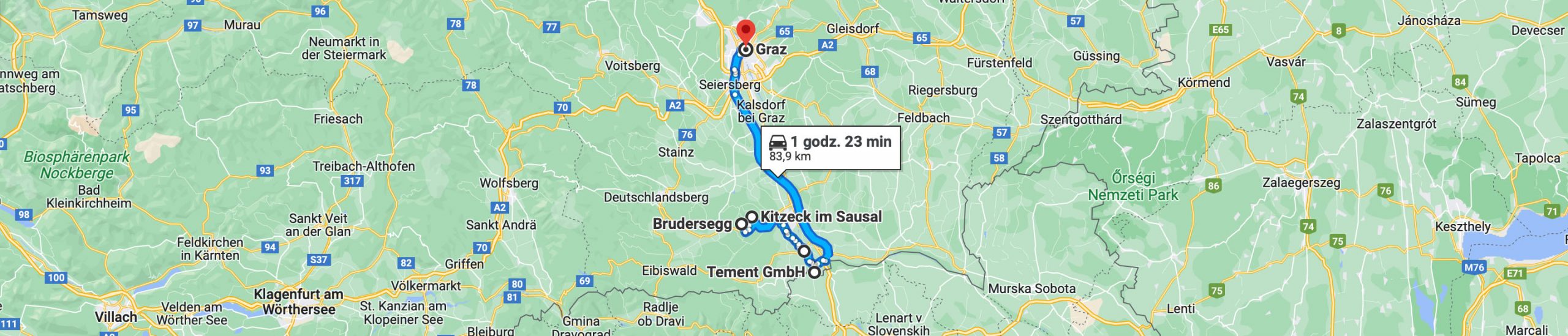 Trasa z Brudersegg do Graz