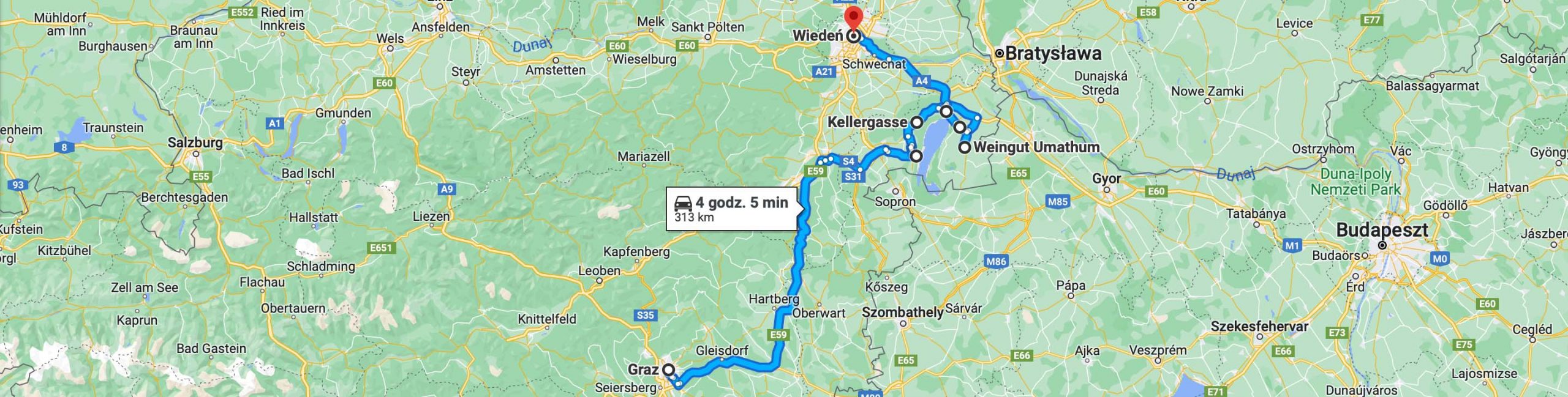 Trasa z Graz do Wiednia przez Burgenland