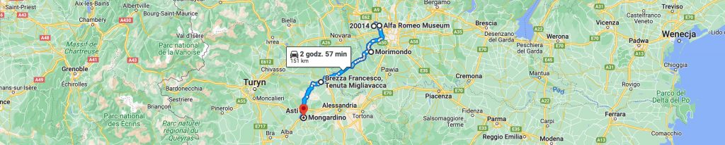 Trasa po Piemoncie - od Nerviano do Mongardino